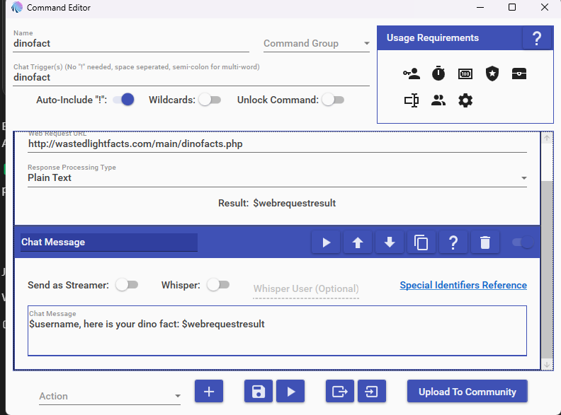 Chat Message Example